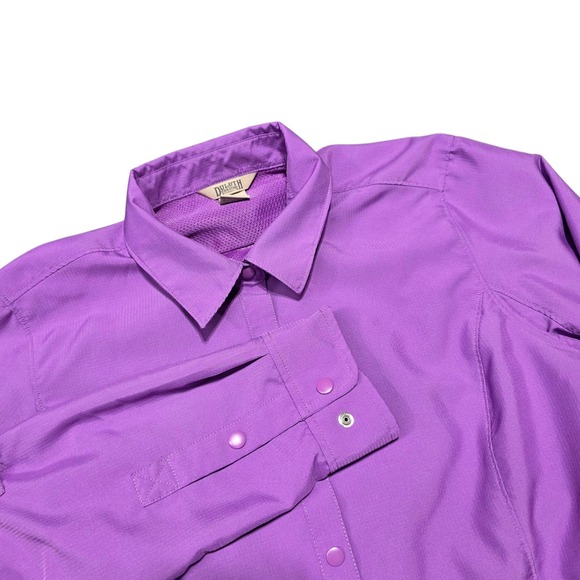 Duluth Trading Coolplus Button Up Roll Tab Sleeve Shirt Purple Women's Size M - Picture 1 of 7
